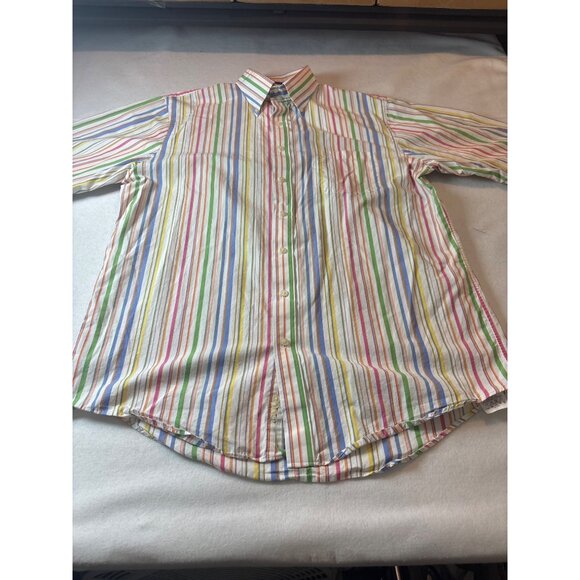 Lands End Mens Multicolor Striped Button-Down Shirt Size 16 1/2 36-37 tall - Picture 1 of 11